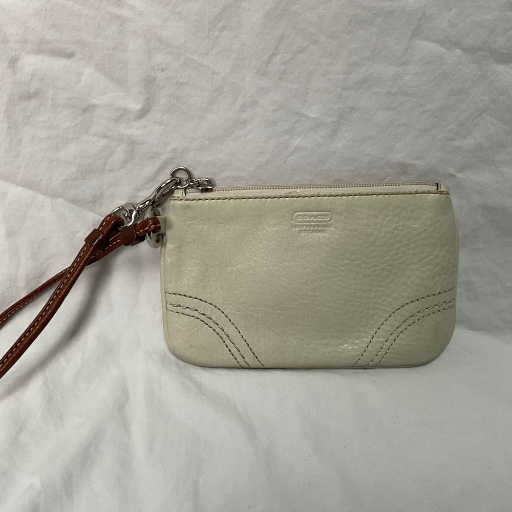 Coach Wristlet in Cream and Brown